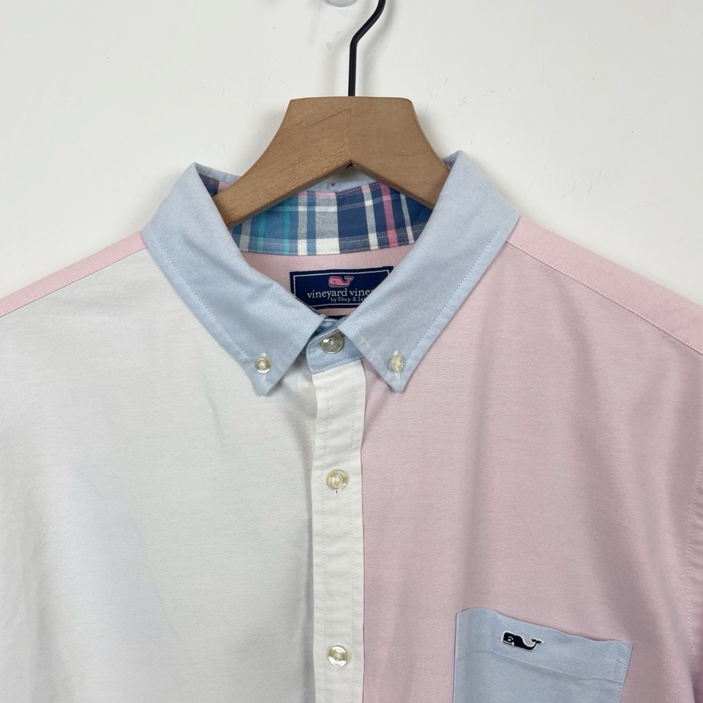 Vineyard Vines Slim Fit Tucker Shirt Mixed Media Whale Cotton Blend Mens Large View 3